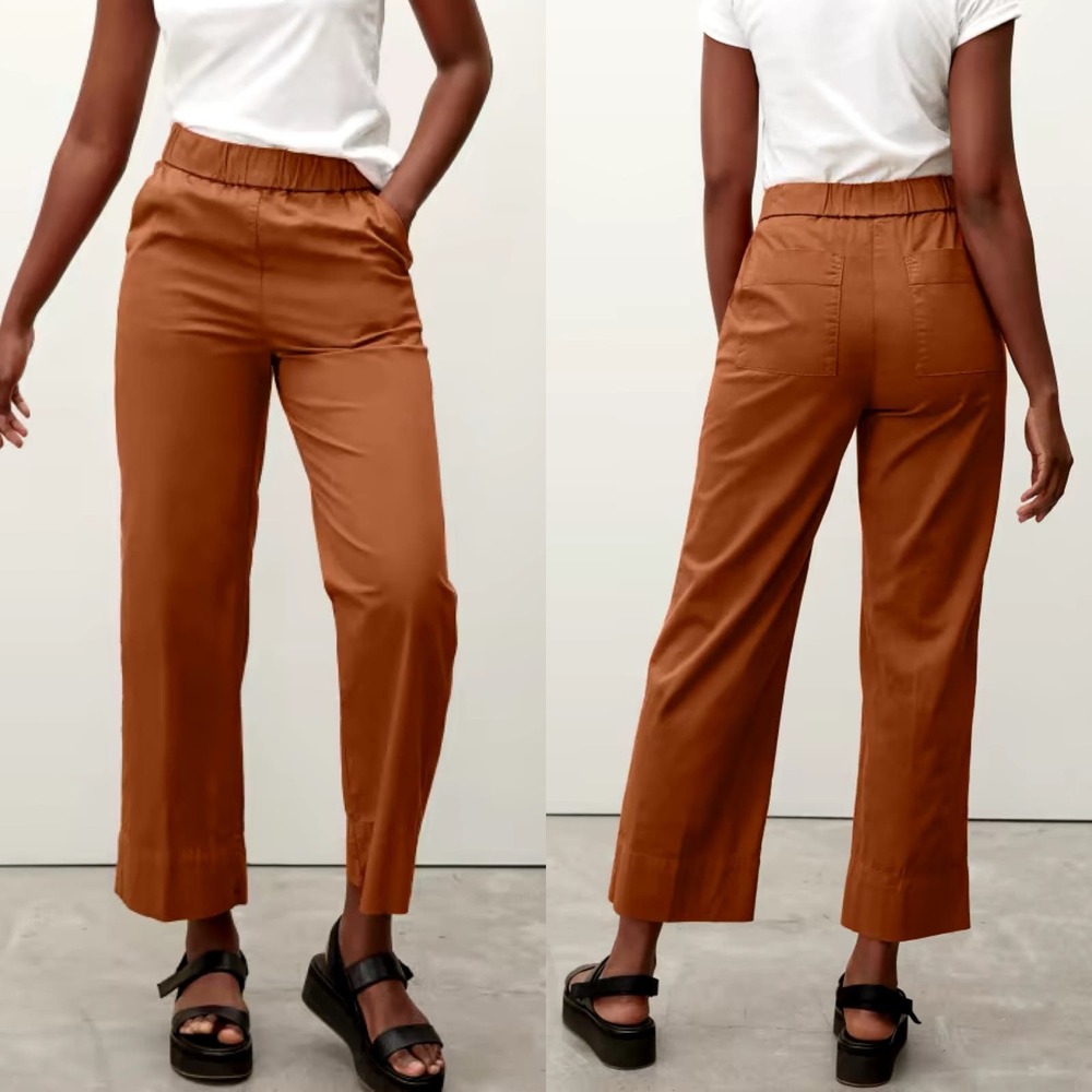 Everlane The Easy Pant Organic Cotton Wide Leg High Rise Dark Honey Women 6 NWT